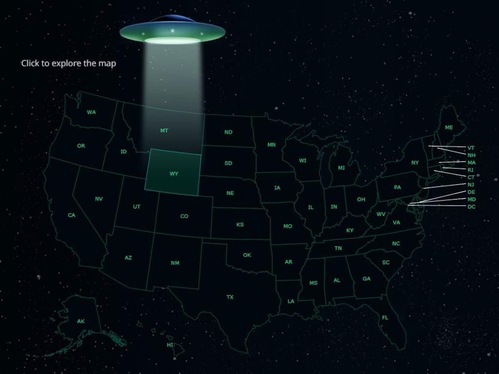 UFO sighting interactive map Every US alien observation recorded