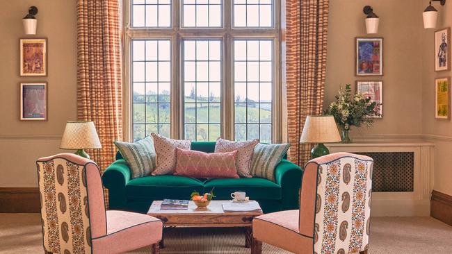 Sitting room in the newly opened Callow Hall, Derbyshire.