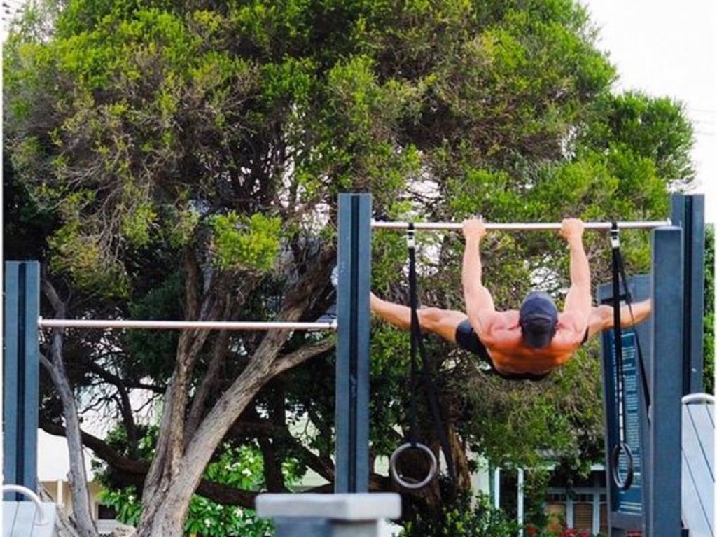 “Workout done ... Gym to myself! Except the cute girl who snapped the photo” Picture: Tim Robards Instagram