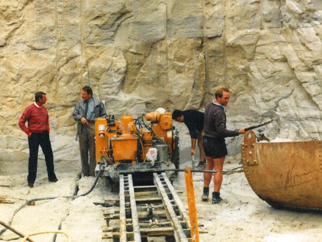 Wondabyne Quarry staff in the quarry in 1985.