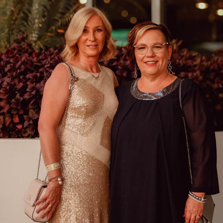 Sharon Stewart, Kim Hawkins at the Darwin Cup Gala Ball. Picture GLENN CAMPBELL