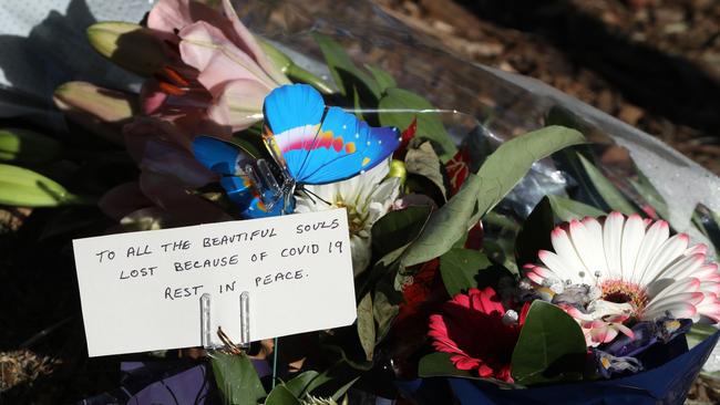 Flowers left outside Newmarch House residential care in Caddens. Picture: Damian Shaw