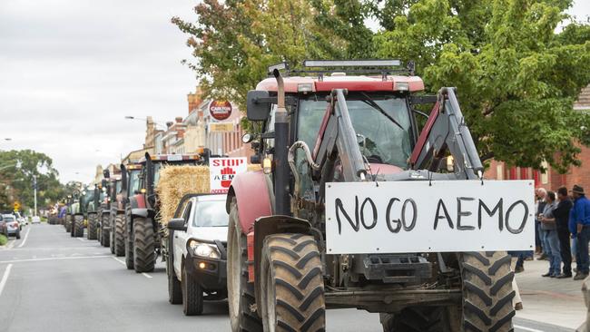 NEWS: TRACTOR RALLY St ArnaudSt Arnaud community rally together to protest powerlines being built on their farms. Community members drive their trucks and tractors down the main street of town to the town hall.Organiser Jason Barratt.PICTURED: Tractor rally. Farmers drive their trucks and tractors down the main street of town.PICTURE: ZOE PHILLIPS