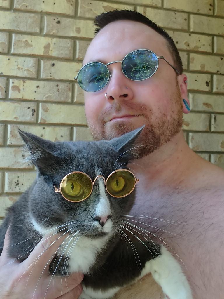 Spinksy is the human and Pawsy is the cat. Picture: Andrew Spinks