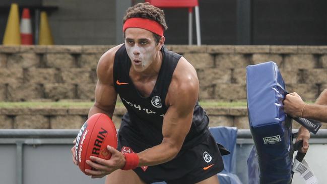 Ed Curnow in action at Carlton training. Picture: Cristian Filippo