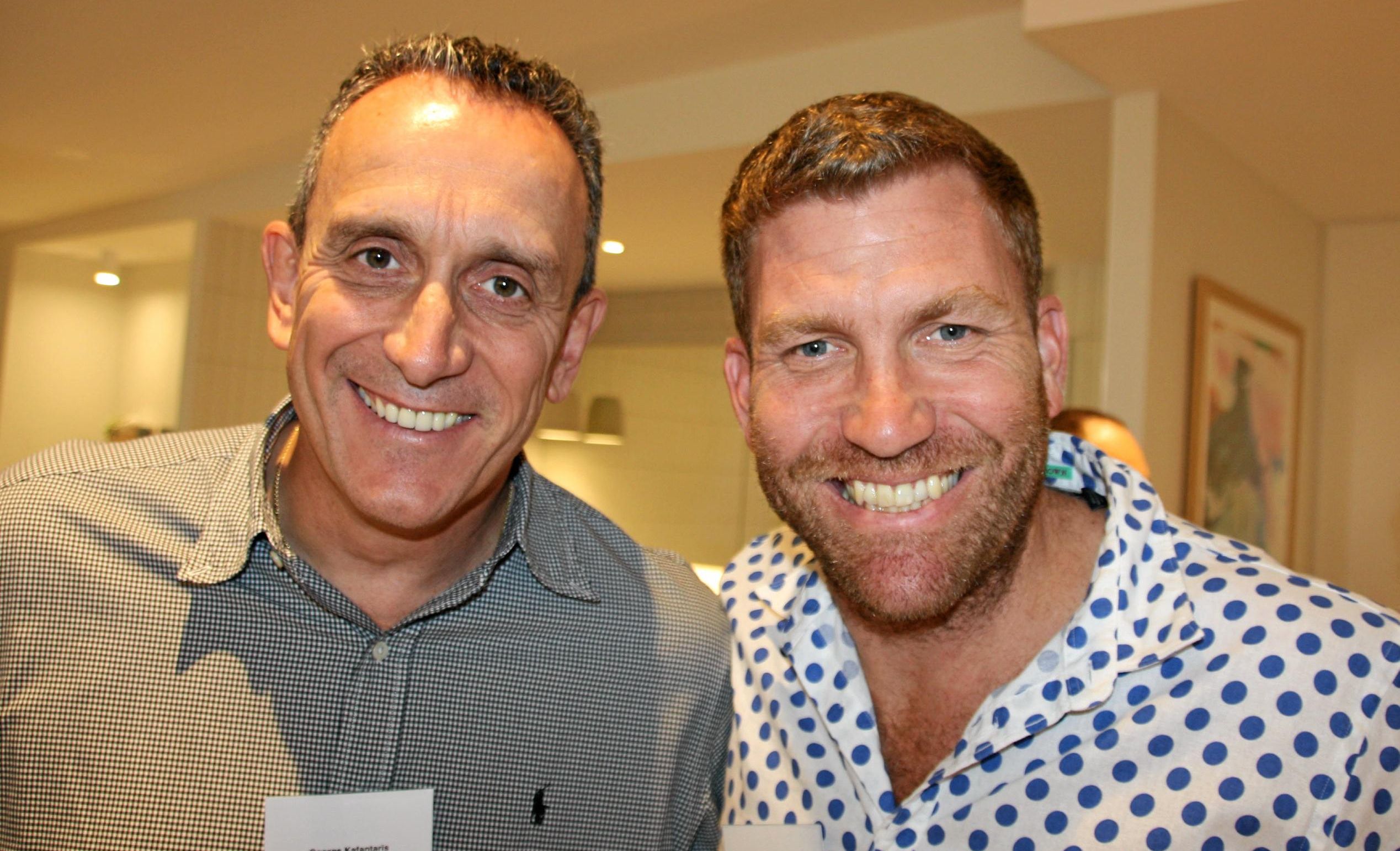 George Kafantaris of Mosaic and John Robertson of OGE Group Architects at the opening of Mosaic Property Group's new Sunshine Coast office in Duporth Avenue, Maroochydore. Picture: Erle Levey