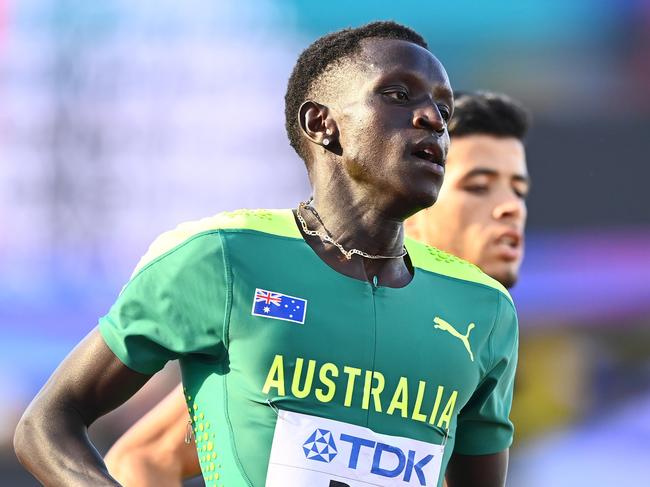 EUGENE, OREGON - JULY 23: Peter Bol of Team Australia competes in the Men's 800m Final on day nine of the World Athletics Championships Oregon22 at Hayward Field on July 23, 2022 in Eugene, Oregon. (Photo by Hannah Peters/Getty Images for World Athletics)