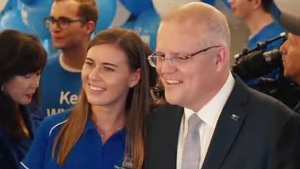 Brittany Higgins with Prime Minister Scott Morrison.