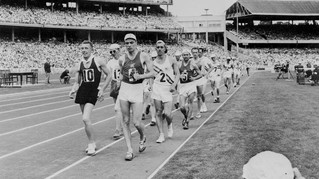 Ron Crawford competing in the Melbourne Olympics