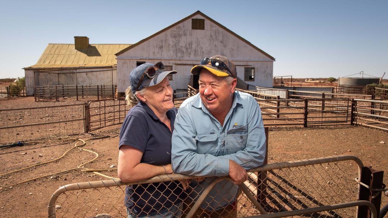 Mt Eba Station sheep farmers Peter and Margie Whittlesea. Picture: Brad Fleet