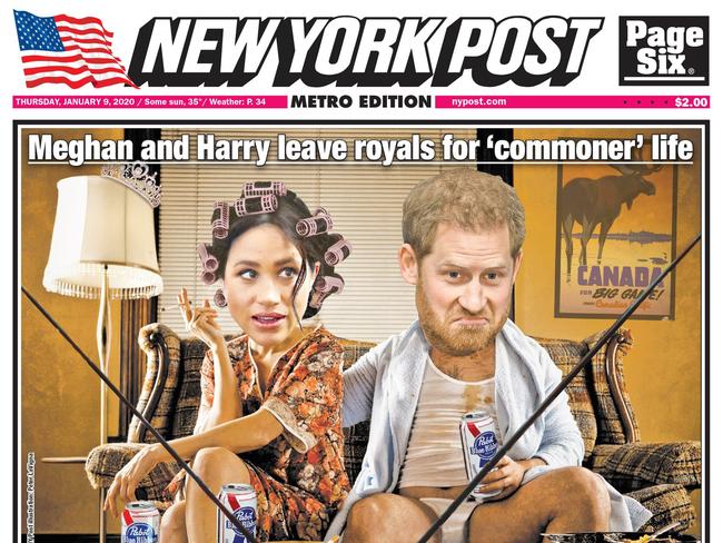 New York Post, Newspaper, Front Page - Meghan and Harry announce they are to step back as senior Royals.