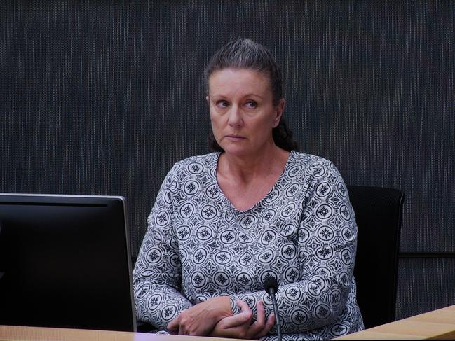 Kathleen Folbigg appears via video link during a convictions inquiry at the NSW Coroners Court, Sydney, Wednesday, May 1, 2019. Picture: Joel Carrett