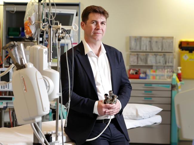 BiVACOR titanium heart Inventor Daniel Timms PHD is running a clinical trial of the artificial heart with US heart surgeons which may provide a long-awaited breakthrough for people with heart failure. Jane Dempster/The Australian.