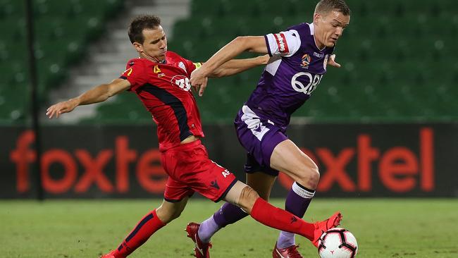 Adelaide United captain Isaias was outstanding in the Reds’ goalless draw with A-League leader Perth Glory. Picture: Paul Kane/Getty Images
