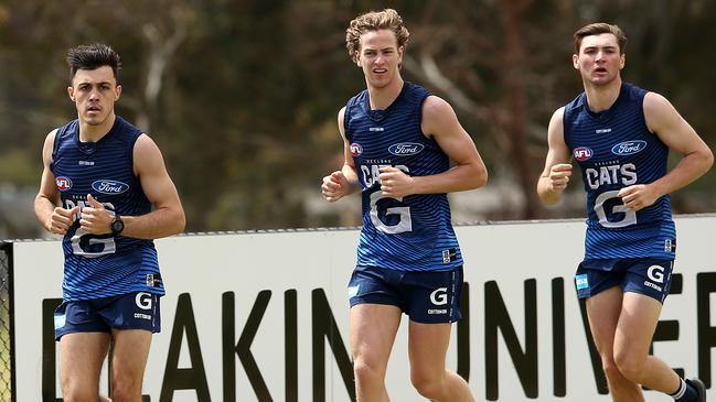 New Cats Brad Close, left, Sam De Koning and Cam Taheny Picture: Alison Wynd