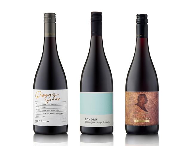 EMBARGO FOR TWAM 10 DECEMBER 2022. FEE MAY APPLY.  TWAM: Halliday Wine: 2021 Mandoon Estate Discovery Series Bush Vine Grenache, 2021 Bondar Higher Springs Grenache, 2021 Peter Lehmann The Barossan Grenache