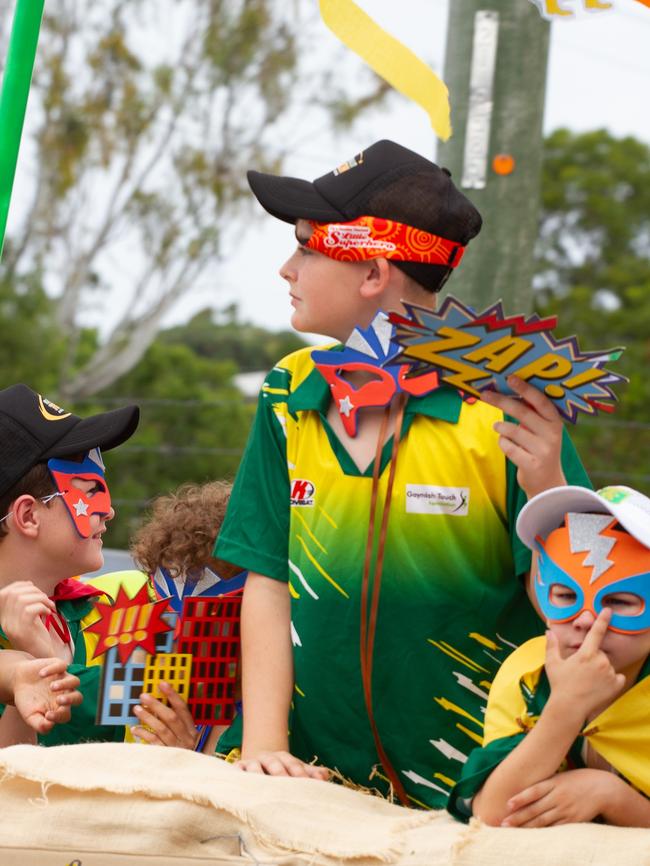 Some floats passed out super hero masks at the 2023 Gayndah Orange Festival.