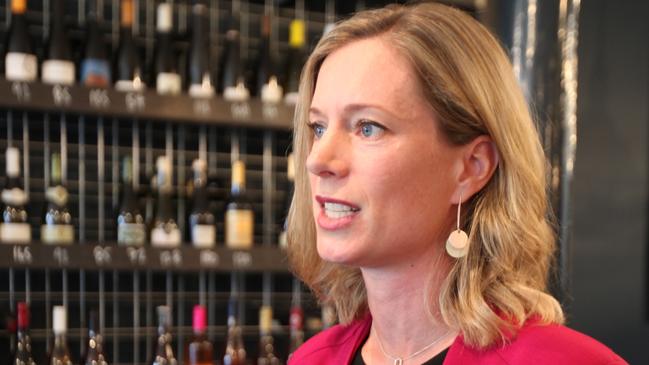 Tasmanian Labor leader Rebecca White speaks with the media at Etties Restaurant in Hobart on Wednesday 17 April 2019.