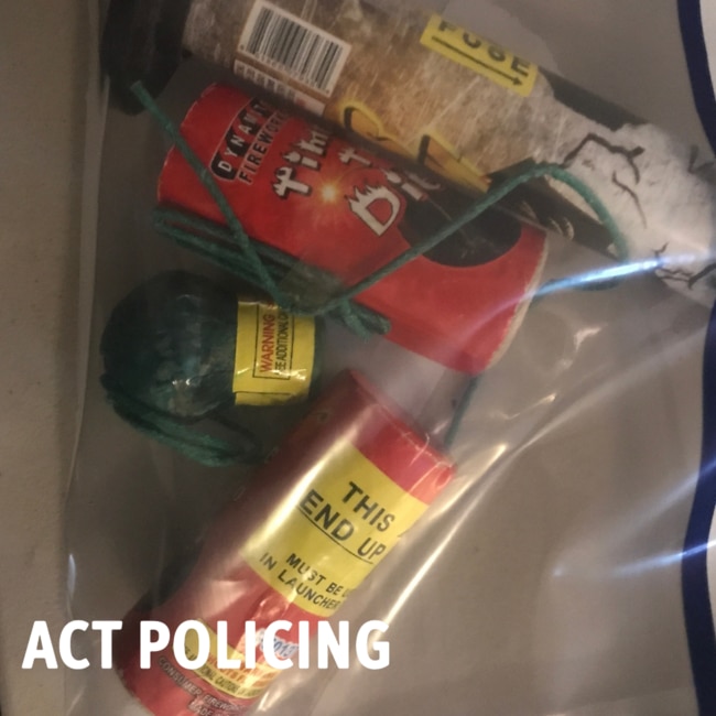 Fireworks seized by ACT Policing. Picture: ACT Policing