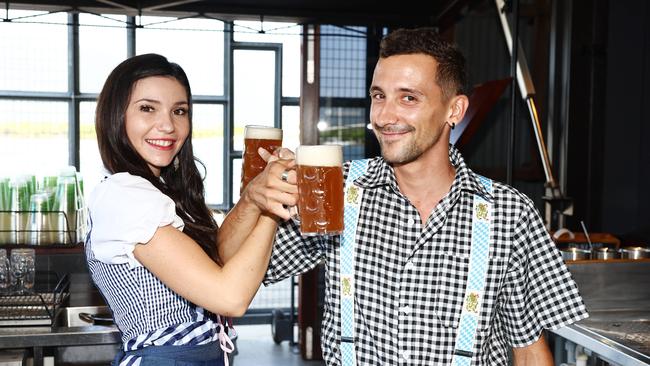 Charlotte Smith and Mirko Mauri celebrate Oktoberfest at Hemmingway's Brewery. Picture: Brendan Radke