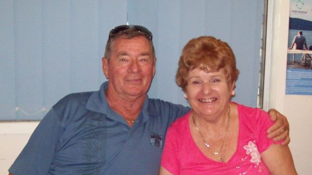 Class action group member Graeme Lake with wife Karla who died from coronavirus 10 days after returning home.