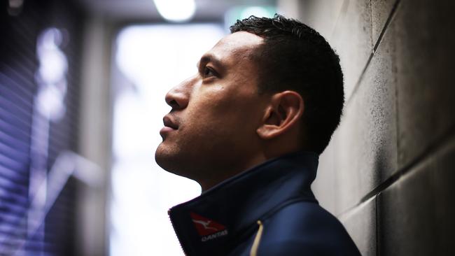 Wallabies star Israel Folau has angered Qantas over his opinions on homosexuality. Picture: Phil Hillyard