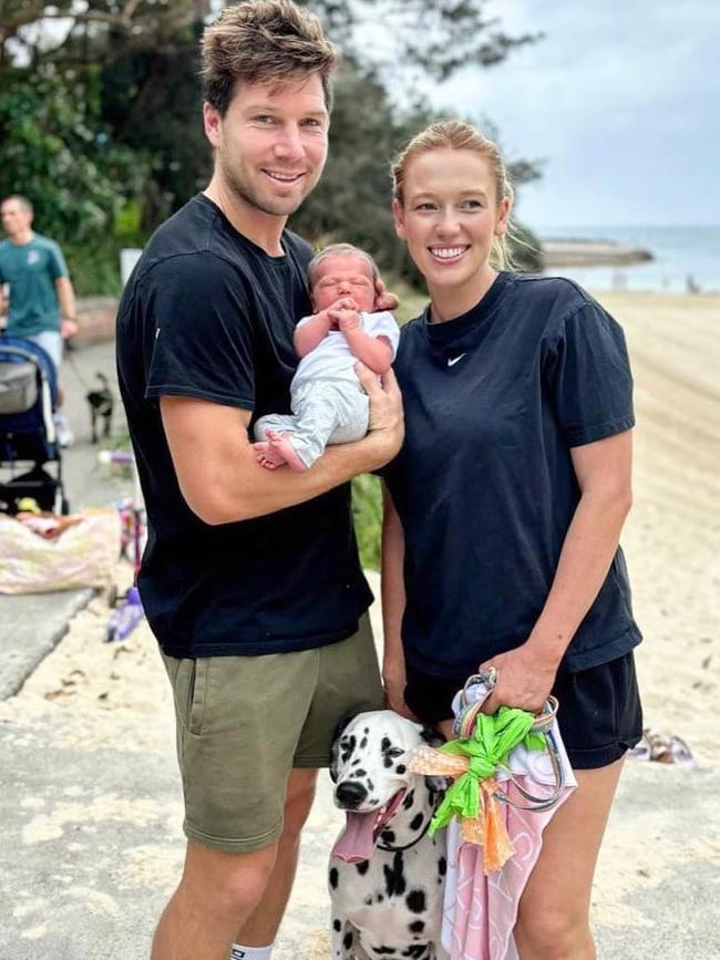 Greene and Georgia Stirton with baby Isla. Picture: GWS Giants