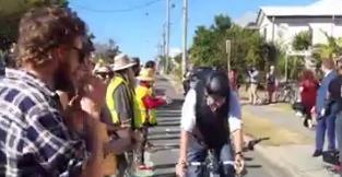 Brisbane Protesters Form 'Human Chain' to Make Way For Cyclists. Credit - Jonathan Sri, Councillor for The Gabba via Storyful