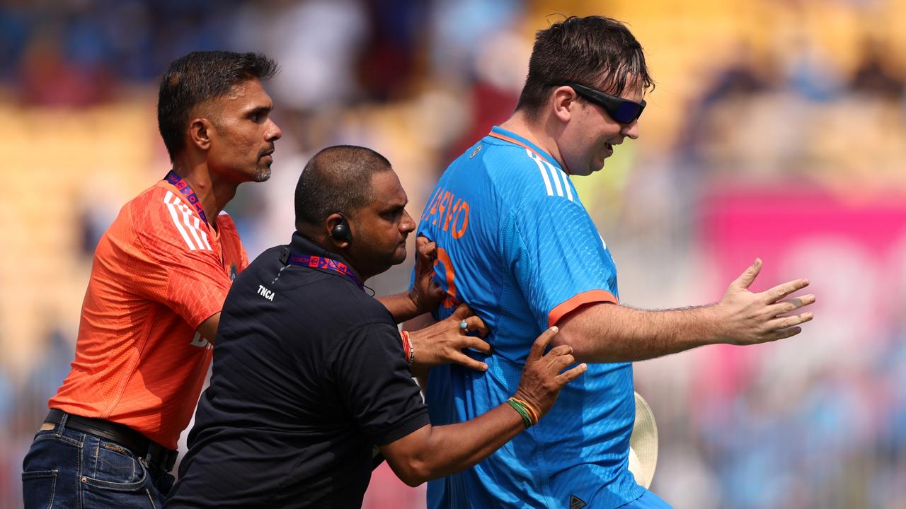 Jarvo got escorted off the field (Photo by Robert Cianflone/Getty Images)