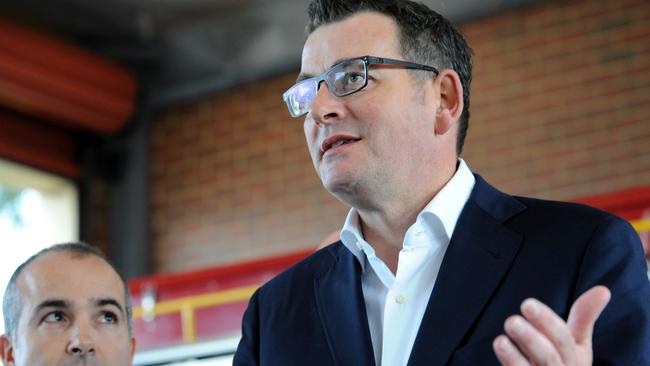 Victorian Premier Daniel Andrews announcing CFA split, is facing a tough time in the polls. Picture Tony Gough