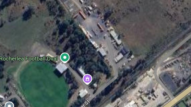 Google maps show the site next to the Rocherlea Football Club and over the road from residential houses. Picture: supplied