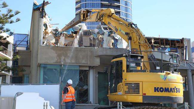 A house on First Ave at Broadbeach being demolished to make way for a new luxury apartment tower. Picture Glenn Hampson