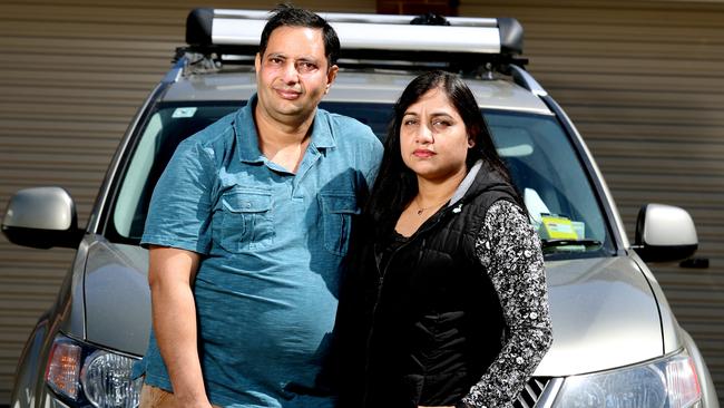 Amita Gupta and her husband Santosh Gupta delivered food for Uber Eats and were sacked by Uber. Picture: Kelly Barnes