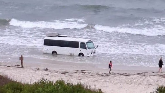 A bus has got bogged at Aldinga Beach. Picture: Facebook