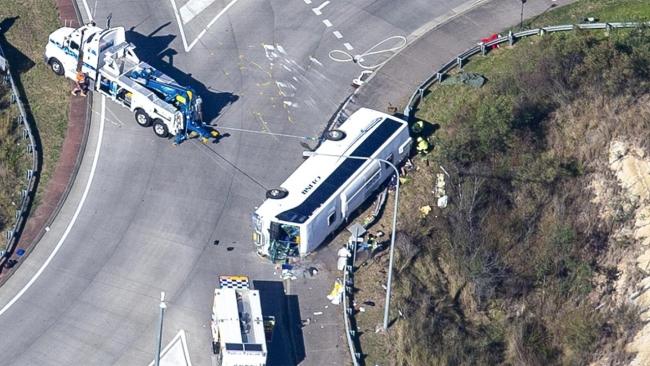 The scene of the horror bus crash. Picture: NCA NewsWire / Christian Gilles