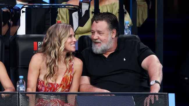 Actor Russell Crowe watched on from the rich seats. Photo by Martin KEEP / AFP.