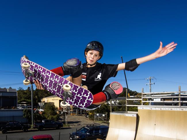 Level Up skater Jada Ward going to the air. Picture: Nigel Hallett