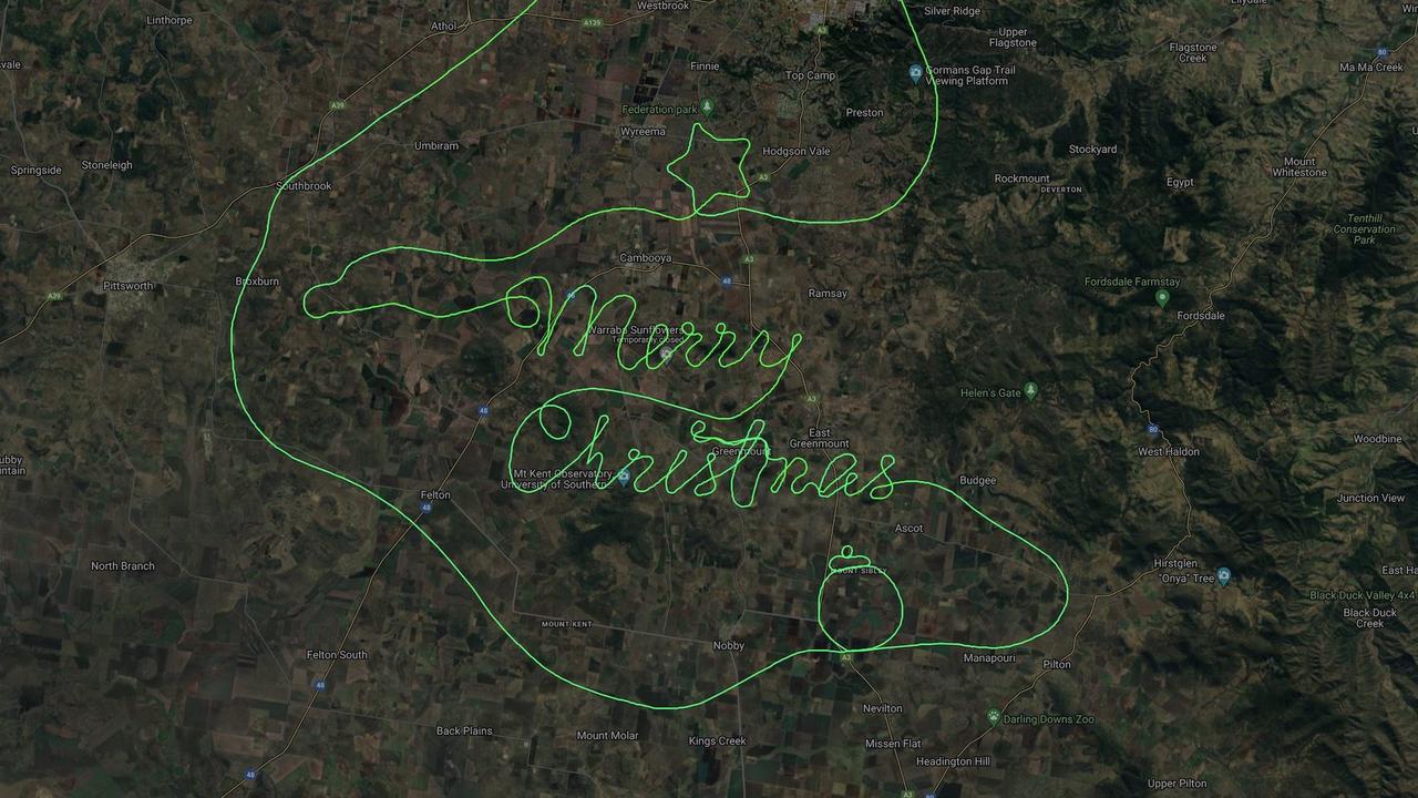 Toowoomba pilot Jake Naumann has sent a message sky high to the world, wishing them all a Merry Christmas.