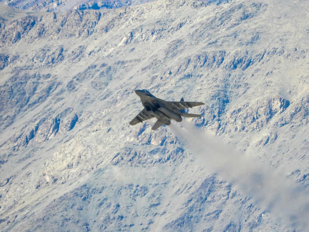 An Indian Air Force fighter jet takes off from an airbase in Leh, the joint capital of the union territory of Ladakh bordering China.