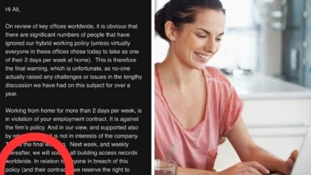 An international firm has issued its employees with an ultimatum regarding its work from home policy. Picture: Instagram / iStock