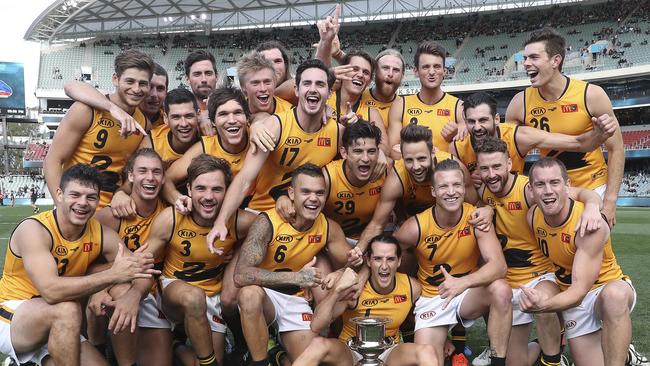 The WAFL side celebrates after the win. Picture SARAH REED