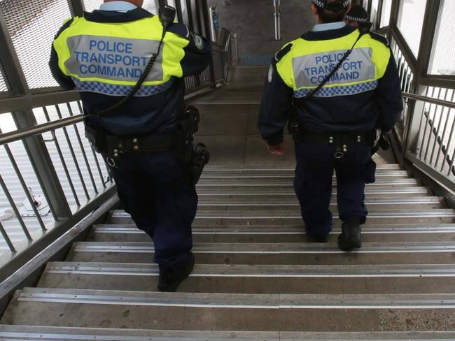 Generic image of officers attached to the NSW Police Transport Command patrolling a train station in Sydney. Picture: NSW Police/Facebook