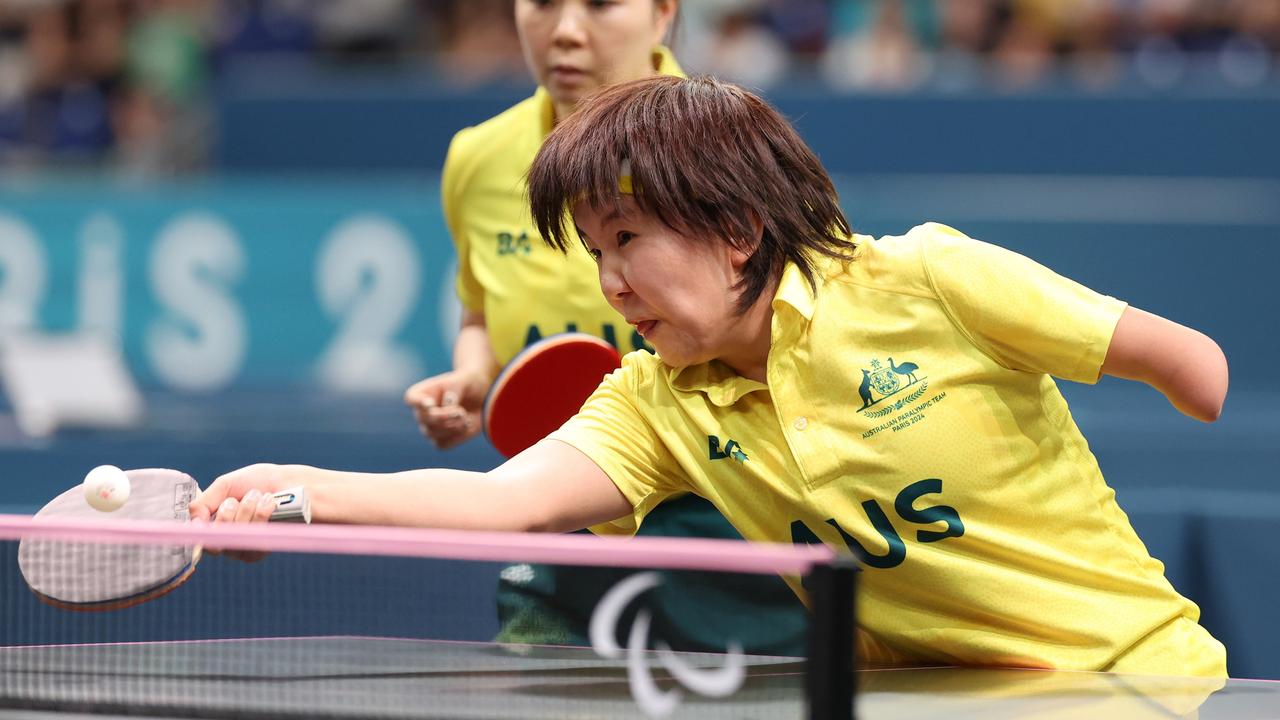 Qian Yang, pictured in the earlier doubles final, which she won with teammate Li Na Lei, is through to the singles gold medal match in the WS10 singles. Picture: Michael Reaves/Getty Images