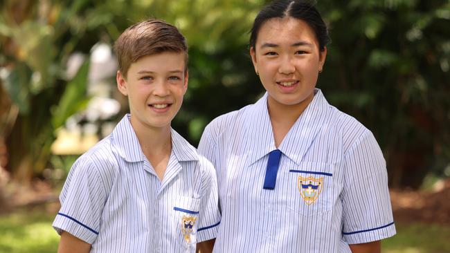 Redeemer Lutheran College Junior School Captains, Kiran Glover and Stella Zhang. Picture: Contributed