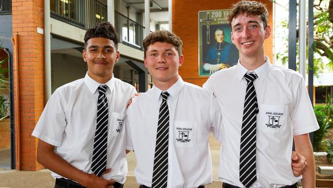 Iona College school captains, Keanu Carew, Matthew Strauss and Sam Cranny. Picture: Ranald Simmonds