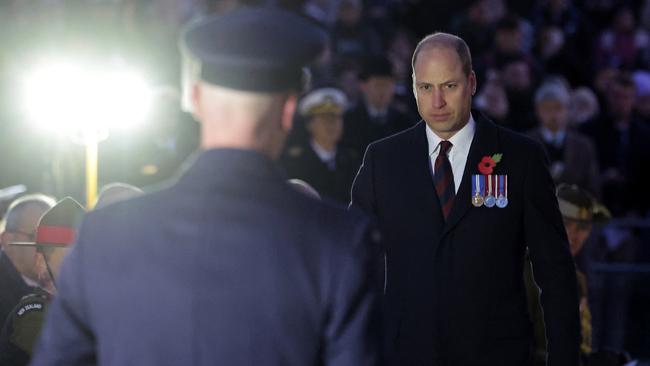 Prince William, Prince of Wales participates in the wreath laying ceremony during the Dawn Service for Anzac Day 2023 at Hyde Park in London, England. Picture: Getty