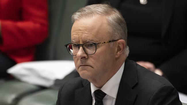 Anthony Albanese, during question time on Thursday, has reached out to Senate crossbencher David Pocock on IR. Picture: NCA NewsWire / Martin Ollman