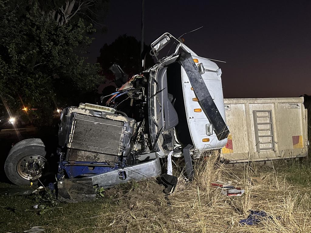 The wreckage of a truck that crashed at Greenmount on May 25, 2023. Picture: Heidi Petith