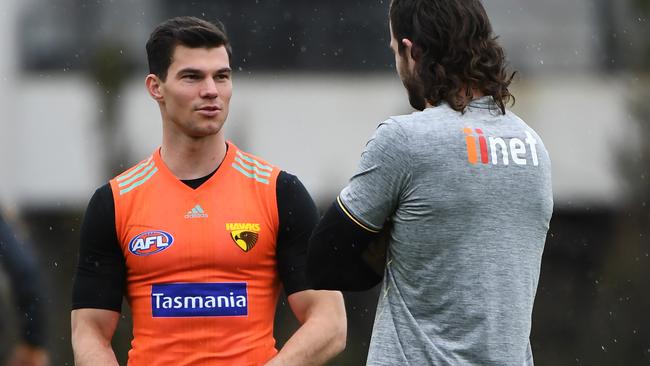 Jaeger O'Meara, left, will be the main man in the middle for the Hawks this season.