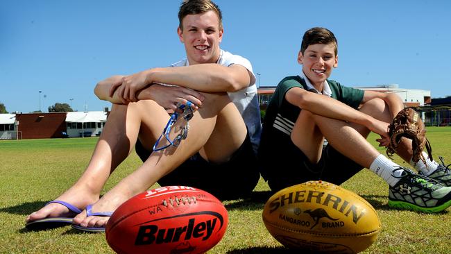 29/11/13. The winners of the 2013 School Sports Awards have been announced. Swimmer/footballer Kyle Chalmers - 15yrs (Glenelg North) won the Secondary School Sports Award and footballer/baseballer Callum Park - 12yrs (Plympton Park) won the Richard Newman Primary School Sports Award. Pic Keryn Stevens